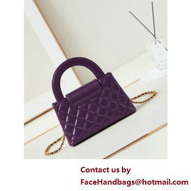 Chanel Shiny Crumpled Calfskin  &  Gold-Tone Metal Mini Shopping Bag AS4416 Purple 2025